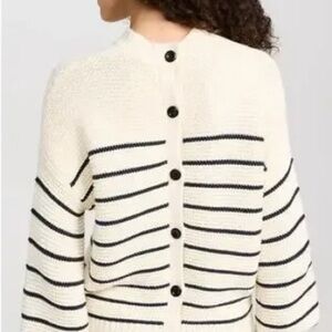 Alex Mill - Button-Back Crewneck Sweater in Stripe - Ivory/Navy - Like new